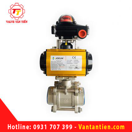Van bi 3PC inox 304 nối ren đóng mở khí nén