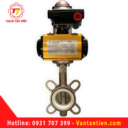 Van bướm inox PTFE đóng mở khí nén